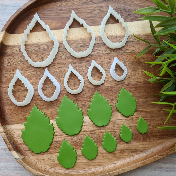 Raspberry leaf, set of 9 cutters, One clay cutter or FULL set, Earring cutters, 3D printed cutters, Figure Tool Set for polymer clay Fimo