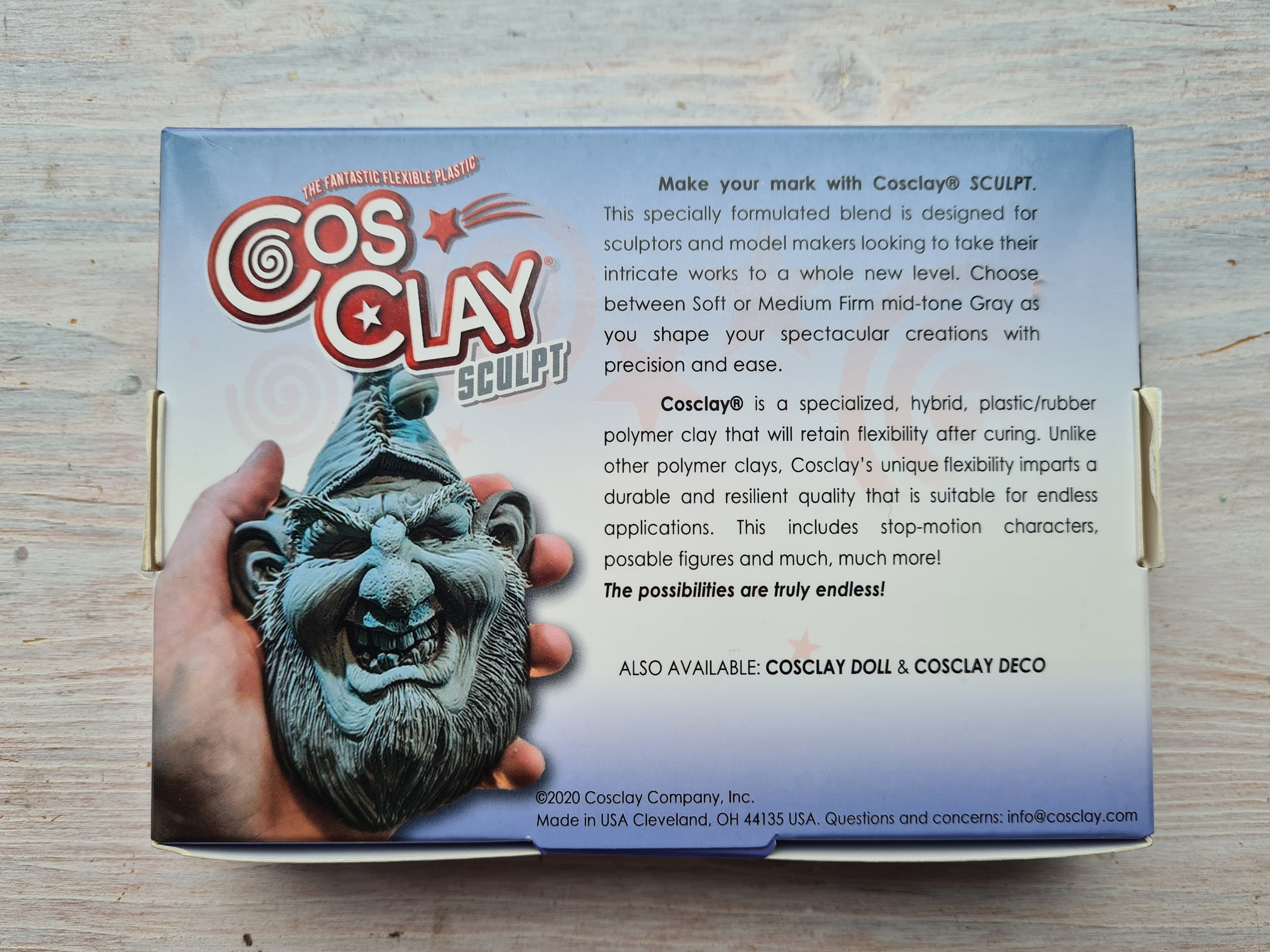 Cosclay Sculpt Gray Medium Firm, 453 G 1 Lb, Modelling Clay for