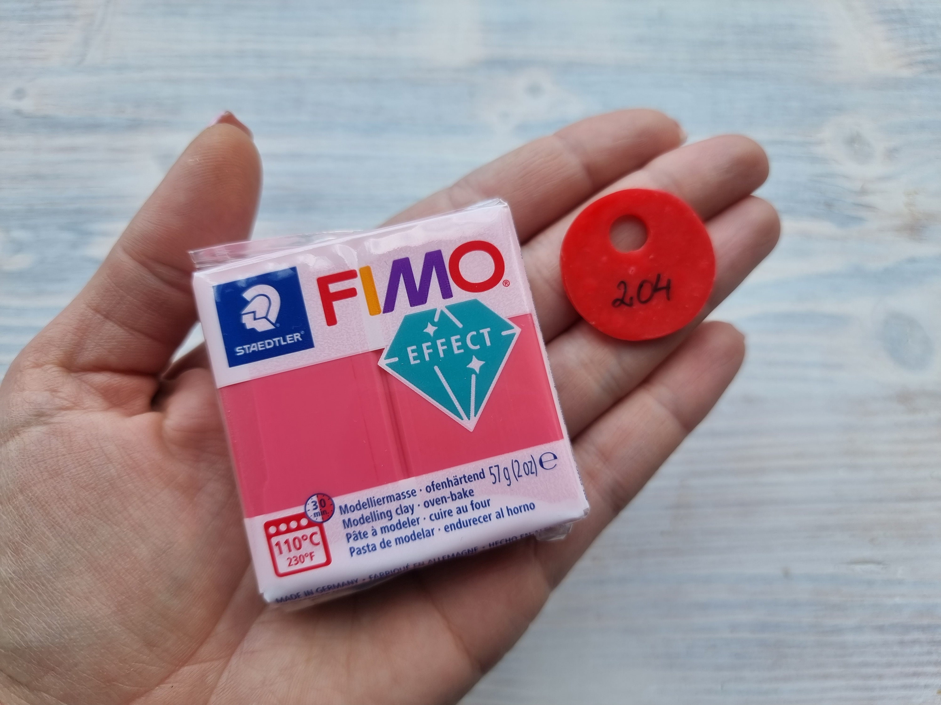 Fimo Effect Translucent Serie Polymer Clay, Red translucent, Nr