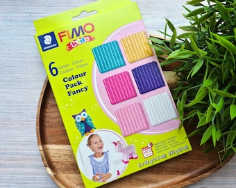 FIMO Kids, pack of 6 fancy colors, 252g (9oz), Soft Oven-Bake Clay Set for Children, DIY Crafts, School Projects, Sculpting, Art, Safe Clay