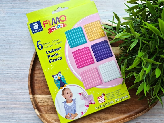 FIMO Kids, pack of 6 fancy colors, 252g (9oz), Soft Oven-Bake Clay Set for Children, DIY Crafts, School Projects, Sculpting, Art, Safe Clay