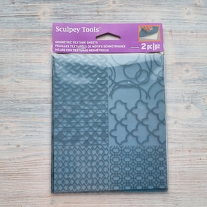 Sculpey flexible texture sheets, Geometric, 7 motifs, textured, tool for polymer clay