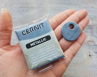 CERNIT Metallic polymer clay, steel, Nr. 167, 56g (2oz), Soft Modeling Clay for Jewelry, Miniatures & Sculpting