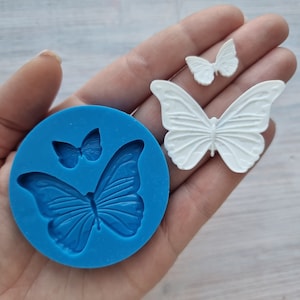 Silicone mold of Butterflies, 2 pcs., 1.8 cm, 4.8 cm, Modeling tool for accessories, jewelry, home decor, Shape for polymer clay image 1