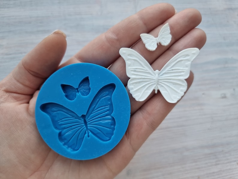 Silicone mold of Butterflies, 2 pcs., 1.8 cm, 4.8 cm, Modeling tool for accessories, jewelry, home decor, Shape for polymer clay image 1