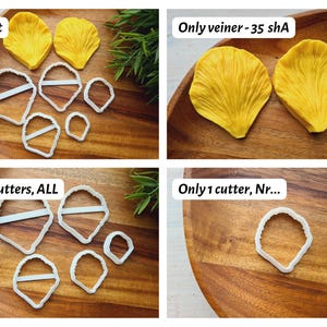Silicone veiner of Peony petal texture, Flower Veiner, 3D Printed Cutters, Plastic PLA, Polymer Clay, Earrings, Floral Jewelry Tools Yellow 35 shA