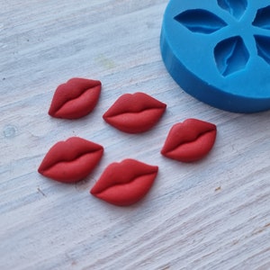 Silicone mold of Lips, style 3, 5 elements, ~ 1.1*1.8 cm, H:0.4 cm, Modeling tool for accessories, jewelry, home decor, resin, wax, candy