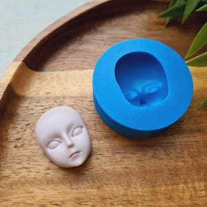 Silicone mold of Doll face, style 17, ~ 2.8*2 cm, H:1.2 cm, Modeling tool for accessories, jewelry and home decor, Shape for polymer clay