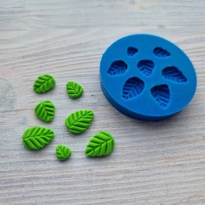 Silicone mold of Leaves, 7 pcs., ~ 0.7-1.8 cm, Modeling tool for soup , accessories, jewelry, cakes and home decor, polymer clay