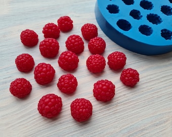 Moule en silicone Mélange de framboises L, XL, 19 éléments, ~ Ø 1,6-2 cm, H:1,3-1,5 cm, Outil de modélisation pour accessoires, bijoux,Forme pour pâte polymère