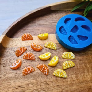 Silicone mold of Lemon, style 2, mini slice, 7 elements, ~ 0.7*1.3 cm, H:0.5 cm,Modeling tool for accessories,jewelry,Shape for polymer clay