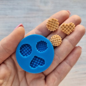 Silicone mold of Set of waffles, 3 pcs., ~ 1.2-1.6 cm, Modeling tool for accessories, jewelry and home decor, Shape for polymer clay