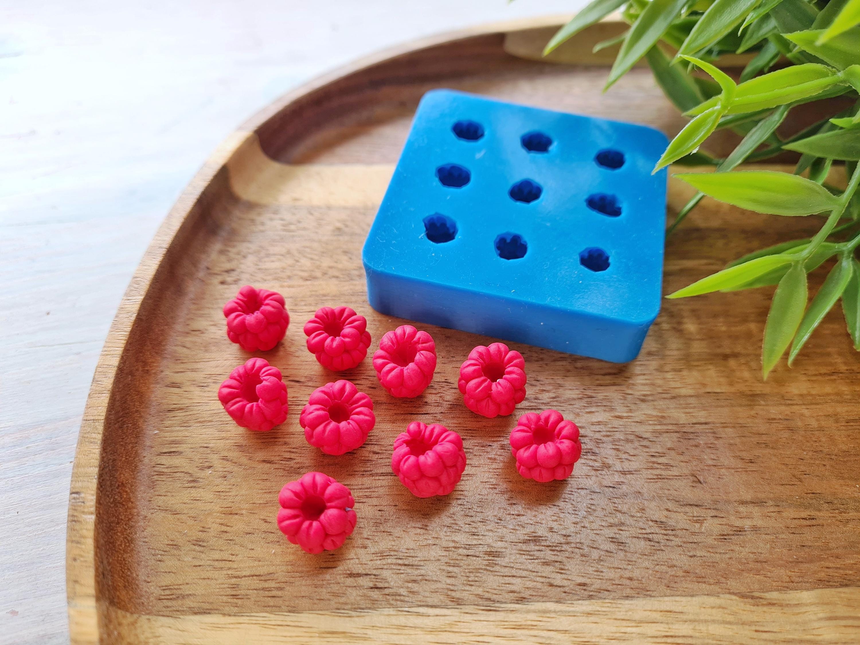 Silicone mold of Raspberry, style 23, inverted, 9 elements, ~ Ø 1.1 cm, H:1 cm, Modeling tool for accessories, decor, Shape for polymer clay