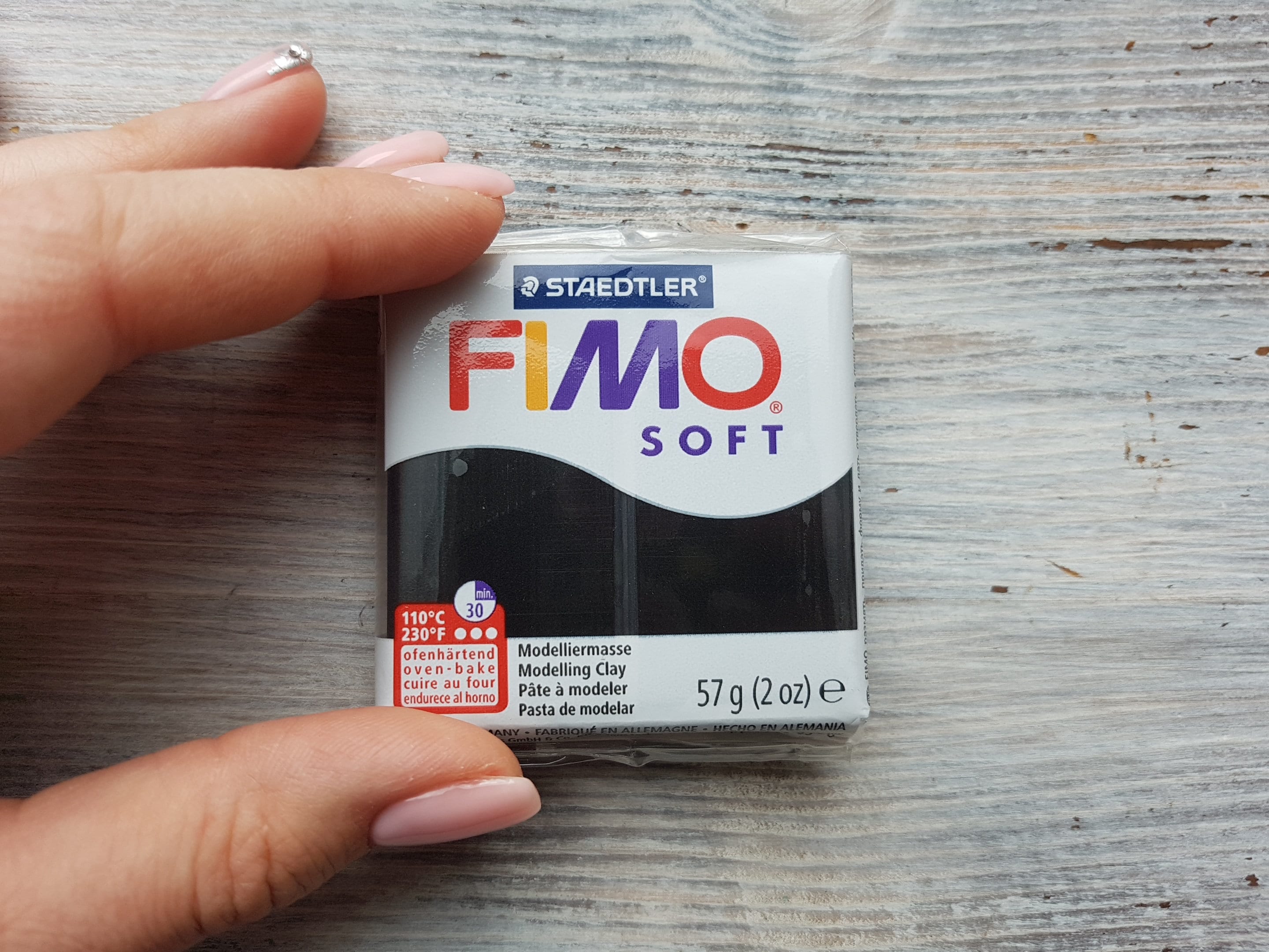 FIMO Soft Serie Polymer Clay, Black, Nr. 9, 57g 2oz, Oven