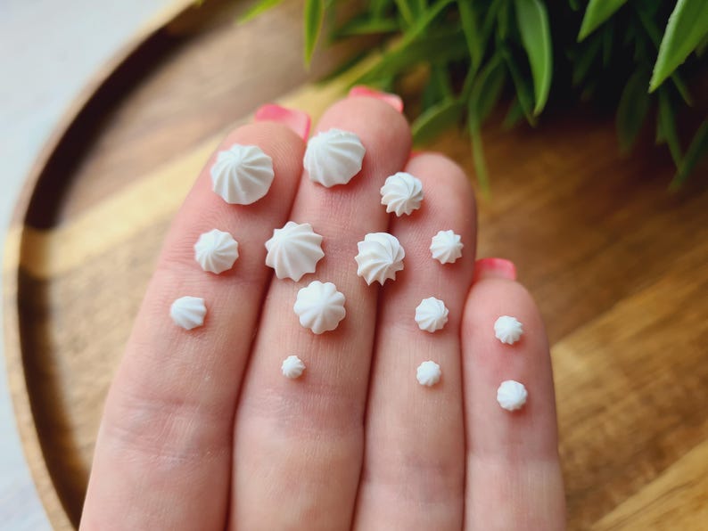 1:12-1;6 Silicone mold of Mini meringue, style 8, 20 elements, ~ Ø 0.3-0.8 cm, H;0.2-0.5 cm, Cream Swirl, Clay, Resin,Soap,Candle,Cake Decor bild 2