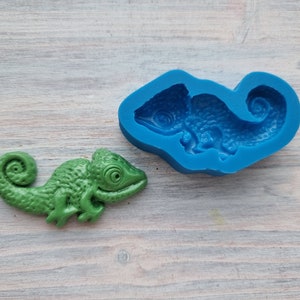 Stampo in silicone di Camaleonte, ~ 2,2*5,3 cm, Strumento di modellazione per accessori e decorazioni per la casa, Forma per Fimo, Sculpey, Pardo, Cernit
