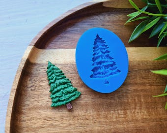 Silicone mold of Christmas tree, style 1, ~ 2.5*4.3 cm, H:0.5 cm, Fondant Mold, Mini Xmas Pine Tree Mold for Crafts, Holiday Decorations