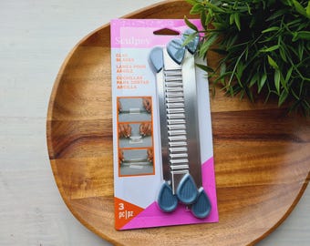 Sculpey Clay Blades 3pc, Polymer Clay Cutting Tools, Rigid Flexible and Wavy Blades with Handles, Precision Slicing & Decorative Edges