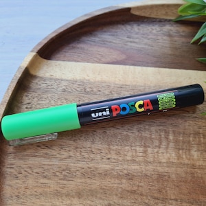 UNI Posca PC-1 M, verde maçã (72), Marcador à base de água, Marcador colorido para várias superfícies