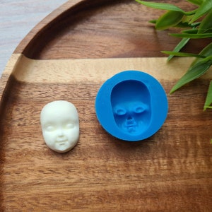 Silicone mold of Doll face, style 5, ~ 1.9*2.6 cm, H:0.9 cm, Modeling tool for accessories, jewelry and home decor, Shape for polymer clay