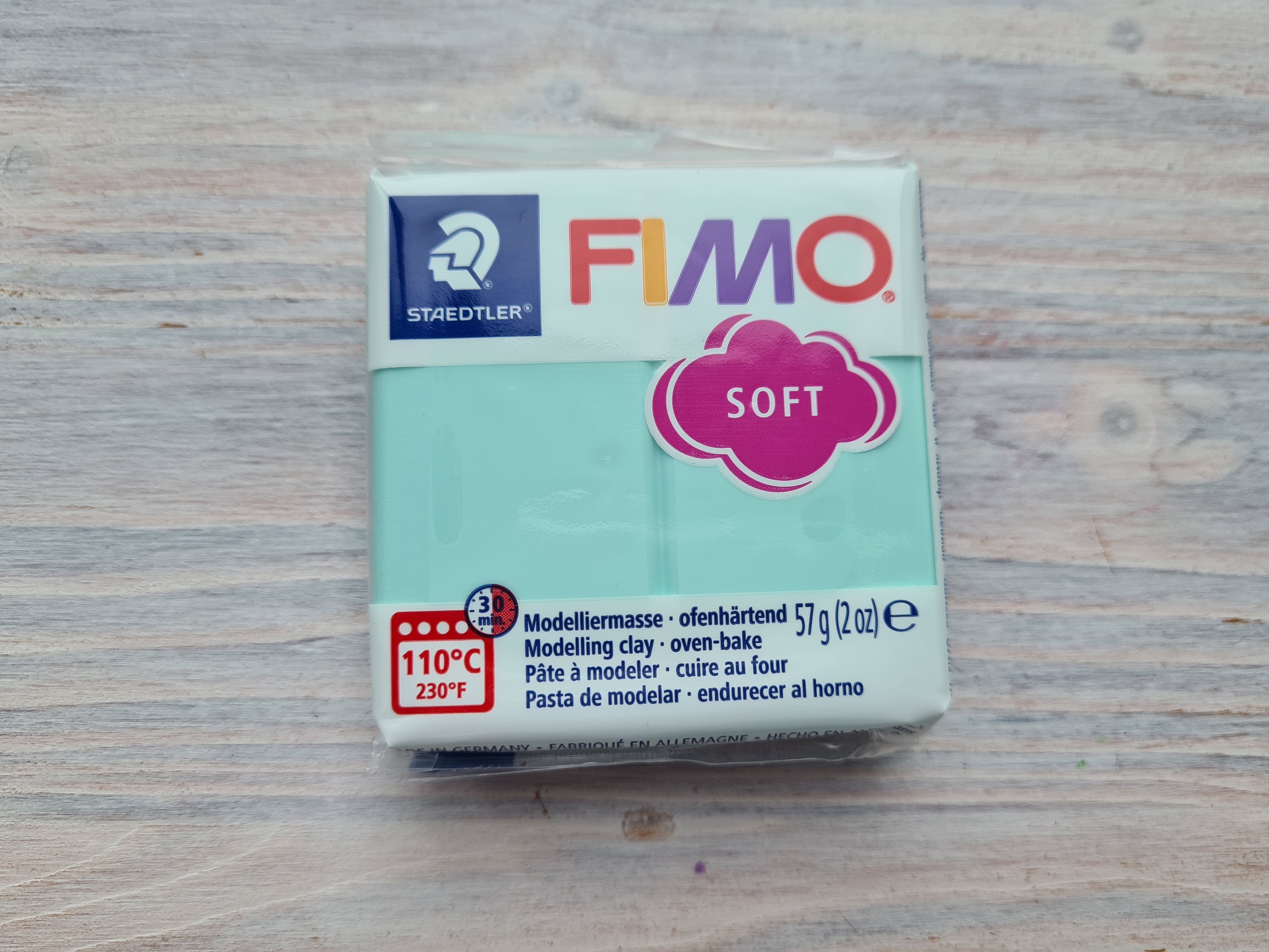 FIMO Soft Pastel Serie Polymer Clay, Mint pastel, Nr. 505, 57g 2oz,  Oven-hardening Polymer Modeling Clay, Pastel Colors by STAEDTLER 