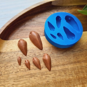 Silicone mold of Bird beak, style 2, 6 elements, ~ 0.3-2.3 cm, H:0.6-0.2 cm, Modeling tool for accessories, jewelry, Shape for polymer clay