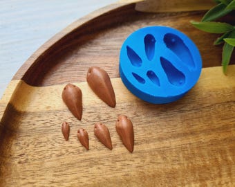 Silicone mold of Bird beak, style 2, 6 elements, ~ 0.3-2.3 cm, H:0.6-0.2 cm, Modeling tool for accessories, jewelry, Shape for polymer clay