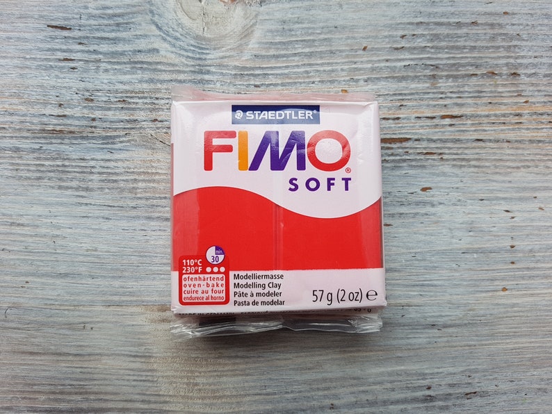 Pâte polymère série FIMO Soft, rouge indien, Nr. 24, 57g 2oz, Pâte à modeler polymère durcissant au four, Couleurs Basic Fimo Soft par STAEDTLER image 2