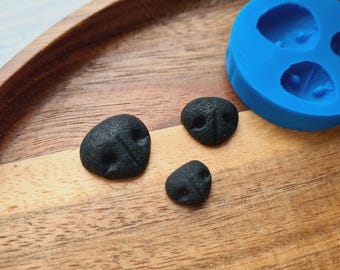 Silicone mold of Dog or bear nose, style 2, 3 elements, ~ 0.9-1.6*1-1.6 cm,H:0.4-0.6 cm,Modeling tool for accessories,Shape for polymer clay