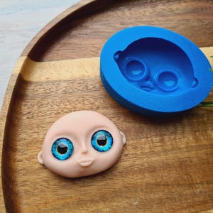 Silicone mold of Doll face, style 16, ~ 3.6*5 cm, H:1.3 cm, Modeling tool for accessories, decor, Shape for Fimo, Sculpey, Pardo,Cernit clay
