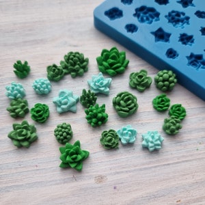 Silicone mold of Succulent, style 19, 24 pcs., ~ Ø 0.9-1.8cm, H:0.5-0.8cm,Modeling tool for accessories,jewelry,decor,Shape for polymer clay