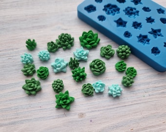 Silicone mold of Succulent, style 19, 24 pcs., ~ Ø 0.9-1.8cm, H:0.5-0.8cm,Modeling tool for accessories,jewelry,decor,Shape for polymer clay