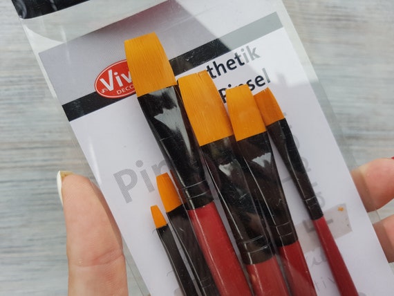 Brush set, No. 2,4,6,8,10,12, synthetic, flat, pack of 6 pcs., Polymer clay tools, Art tools