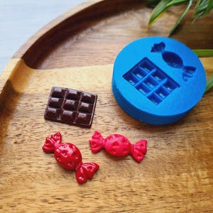 Silicone mold of Set of sweets, style 1, 2 elements, ~ 2-2.4 cm, H:0.3-0.5 cm, Modeling tool for accessories, Shape for polymer clay
