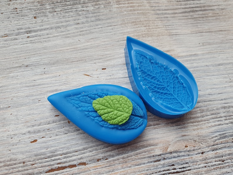 sugar craft shapes flexible mold for polymer clay jewelry decor double Sided mold Small mint leaf silicone veiner soap making