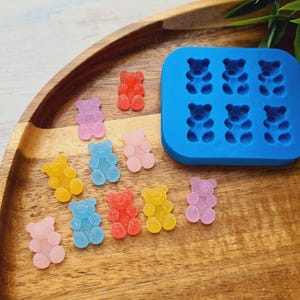 Silicone mold of Sugar candy, style 3, bear, 6 elements, ~ 1.1-1.2 cm, H:0.6 cm, Modeling tools, Home decor, Shape for Fimo, Sculpey, Pardo