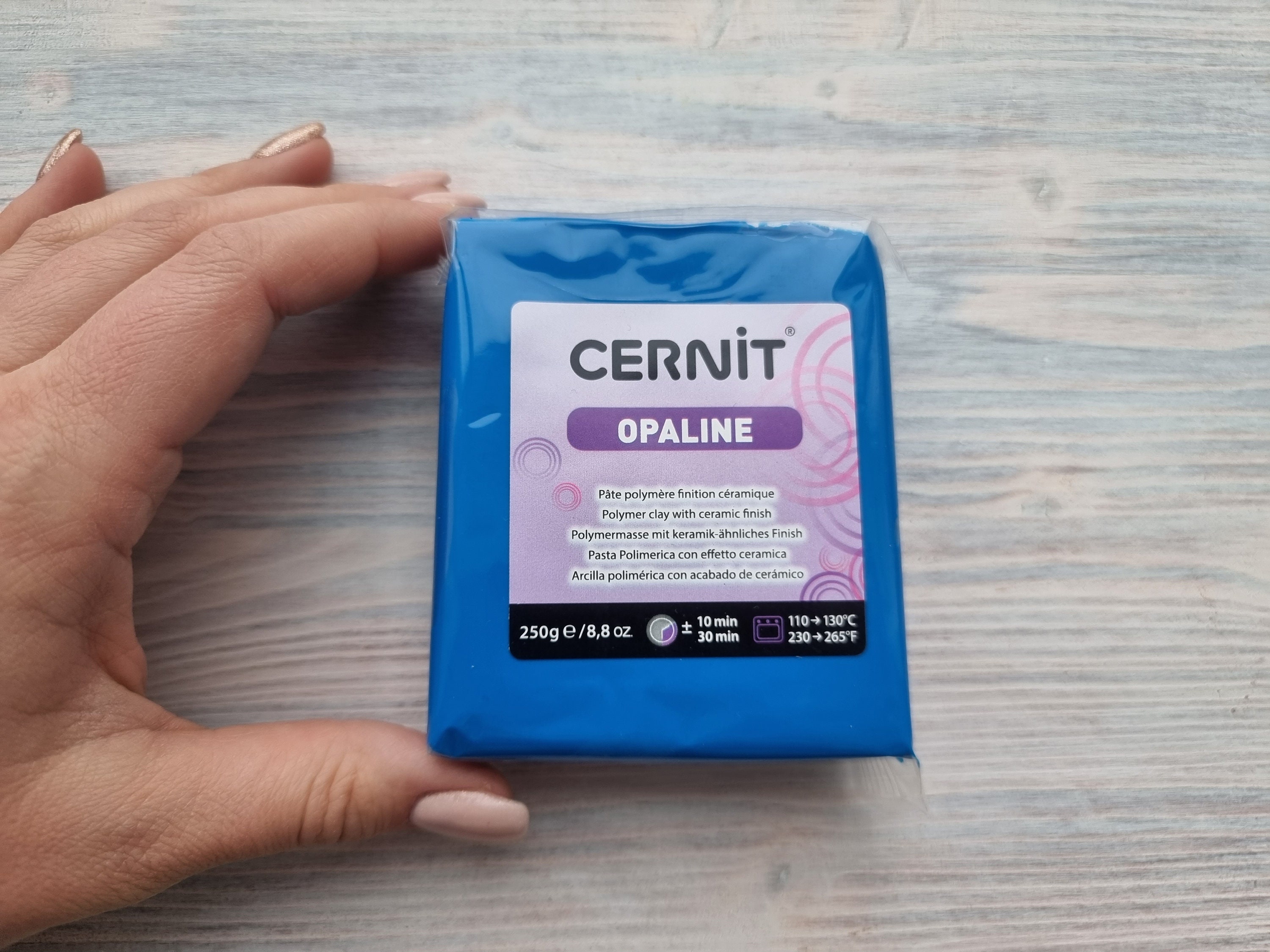 CERNIT Opaline Series, Primary Blue, Nr. 261 Polymer Clay, 250g 8.8oz,  Oven-hardening Polymer Modeling Clay 