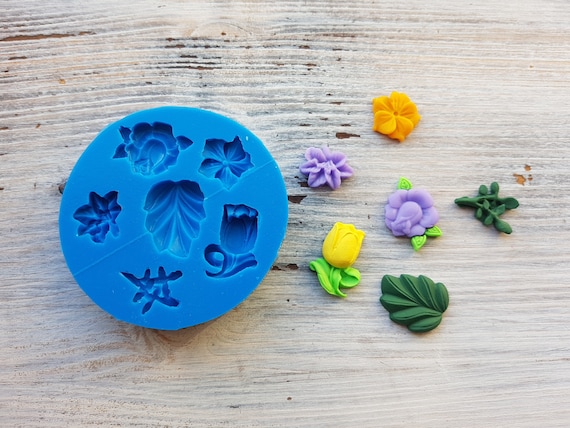 Silicone mold, Roses, small, 9 pcs., Modeling tools for sculpting leaves  and flowers, for home decor