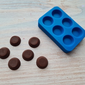 Silicone mold of Mini muffin, 6 pcs., Ø 1.1 cm, H:0.4 cm, Modeling tool for accessories, jewelry, home decor, Shape for polymer clay Blue silicone 22 shA