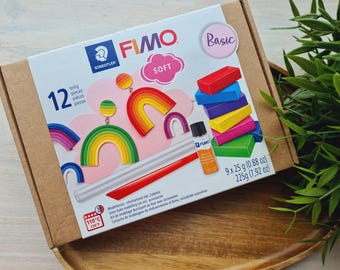 FIMO Basic, pack of 9 colors, 225g (7.92oz), Soft Oven-Bake Clay for Beginners,Jewelry, Miniatures,Sculpting,DIY Crafts,Modeling Clay Blocks