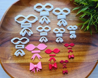 Conjunto de 3 cortadores para laço, cortadores para brincos, cortadores impressos em 3D, conjunto de ferramentas para figuras em argila polimérica Fimo