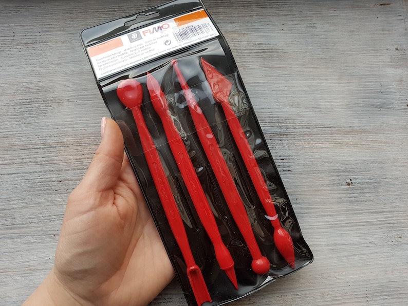 cutting and textured tools for Sculpey Set of 4 pieces Pardo Fimo Modelling tools Fimo Kato Metal clay Cernit Double-ended modelling