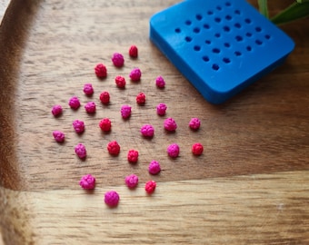 Silicone mold of Mini raspberry, miniature 1:12, 30 elements, ~ Ø 0.2-0.3 cm, H-0.2-0.3 cm, Modeling tool, Shape for polymer clay