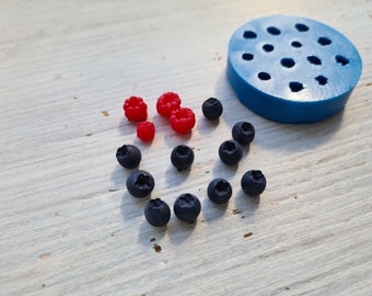 Silicone mold of Mini raspberry and blueberry mix, 13 elements, ~ Ø 0.5-0.7 cm, H:0.5-0.8 cm, Modeling tool, Shape for polymer clay