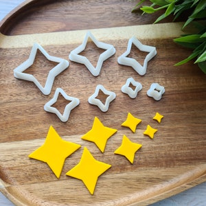 Four pointed star, set of 7 cutters, one clay cutter or FULL set, Earring cutters, 3D printed cutters, Figure Tool Set for polymer clay.