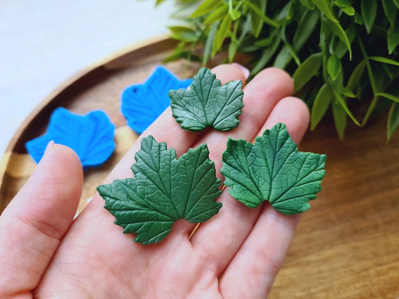 Silicone veiner of Currant leaf, Silicone Leaf Veiner, 3D Printed Cutters, Plastic PLA, Polymer Clay, Earrings, Botanical Jewelry Tools image 3