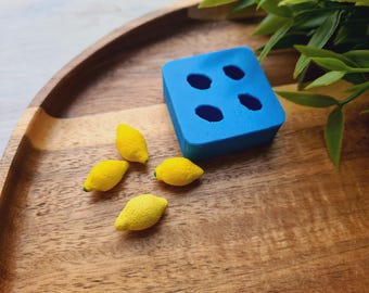 1/6 Silicone mold of Lemon, style 1, mini, 4 elements, ~ 0.8-0.9*1.6-1.7 cm, H:0.6-0.8 cm, doll house miniature, Shape for polymer clay