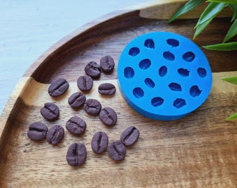 Silicone mold of Coffee bean, style 1, 16 elements, ~ 0.6-1.1, H:0.3 cm, Resin, Fondant, Jewelry, Food Miniatures & Barista Crafts
