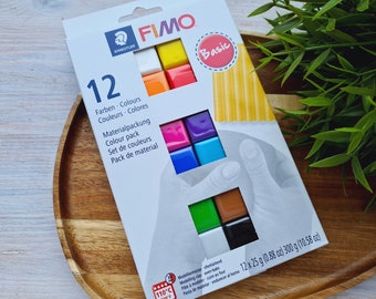 FIMO Basic, pack of 12 colors, 300g (10.58oz), Soft Oven-Bake Clay Set for Beginners, Jewelry, Miniatures,Sculpting,DIY Crafts,Modeling Clay