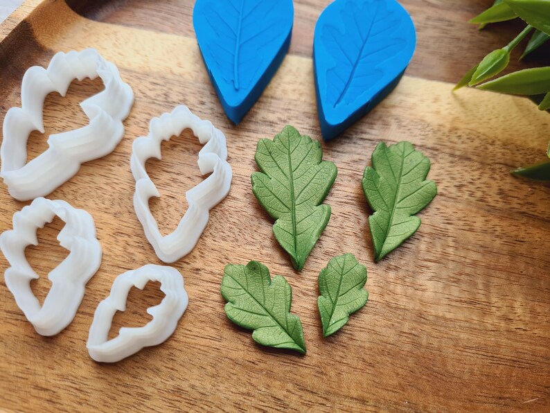 Silicone veiner of Oak leaf, style 1, Leaf Veiner, 3D Printed Cutters, Plastic PLA, Polymer Clay, Earrings, Botanical Jewelry Tools image 10